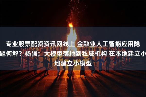 专业股票配资资讯网线上 金融业人工智能应用隐私问题何解？杨强：大模型落地到私域机构 在本地建立小模型