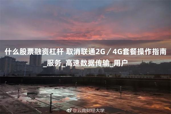 什么股票融资杠杆 取消联通2G／4G套餐操作指南_服务_高速数据传输_用户